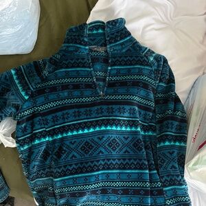 Eddie Bauer Teal and Black Fleece Pullover